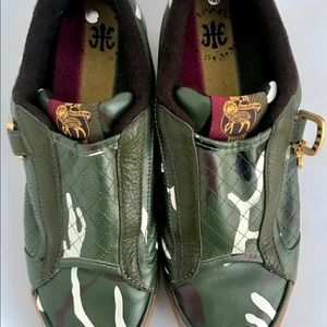 L.A.M.B. Leather green camouflage sneakers